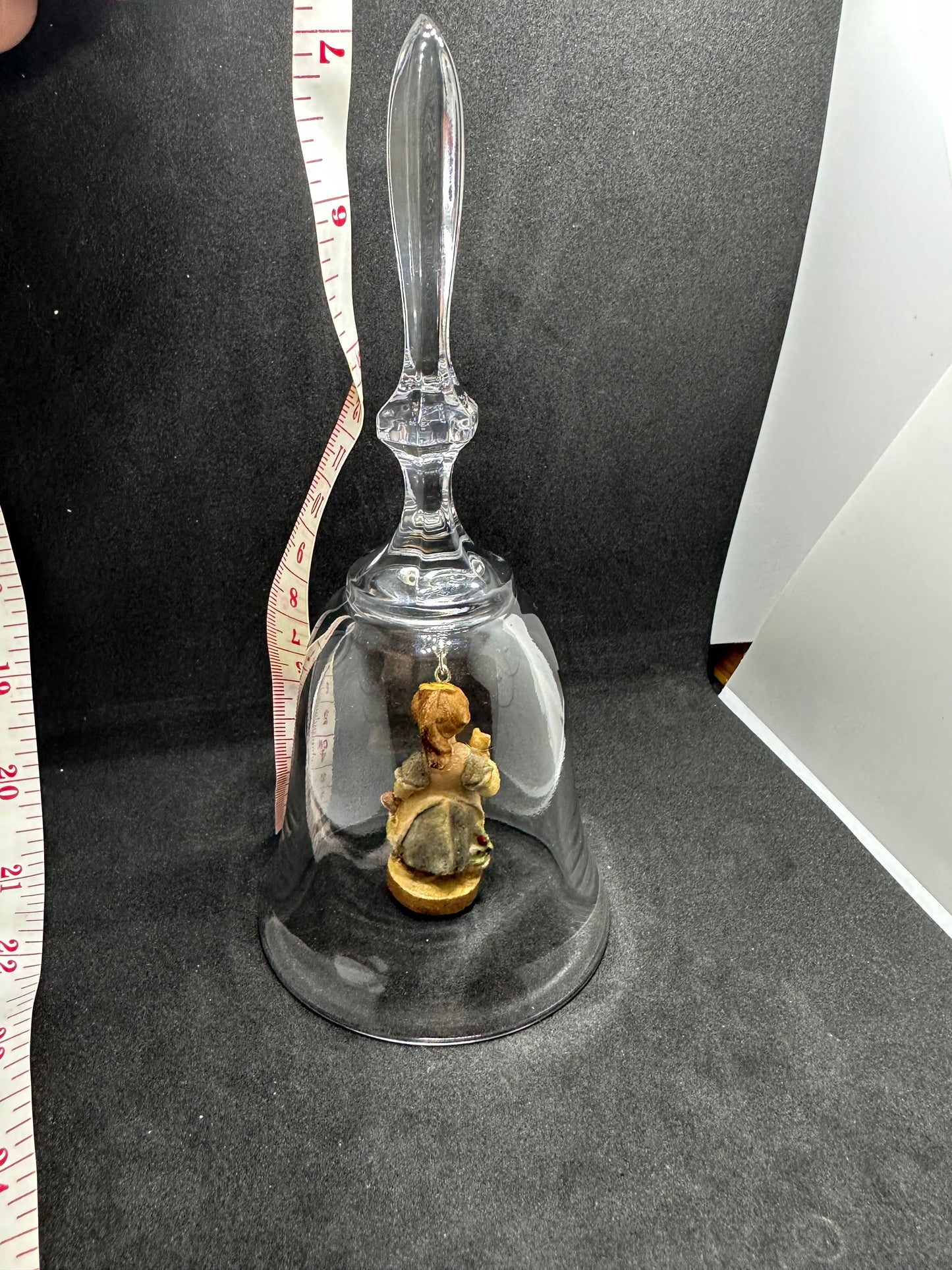 Vintage DOLFI Genuine Lead Crystal Bell & Clapper Girl w/ Teddy Bear Item 10135
