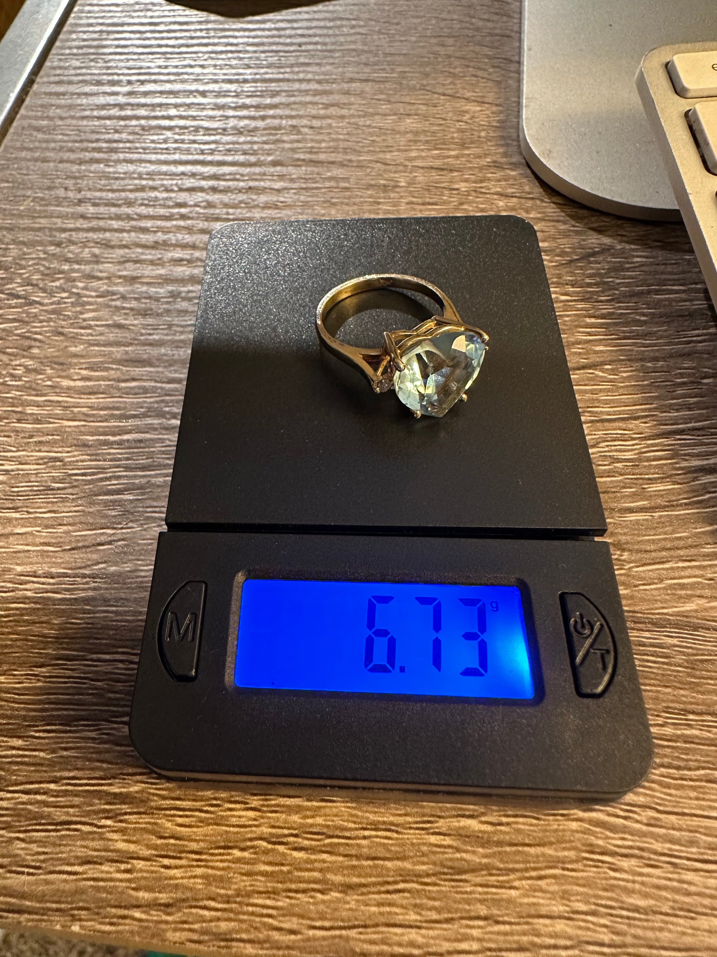 Vintage Heart-Shaped Blue Topaz & Diamond Accents 14K Yellow Gold Ring w/ Appraisal