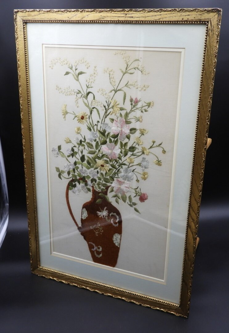 Vintage Embroidered Floral Piece