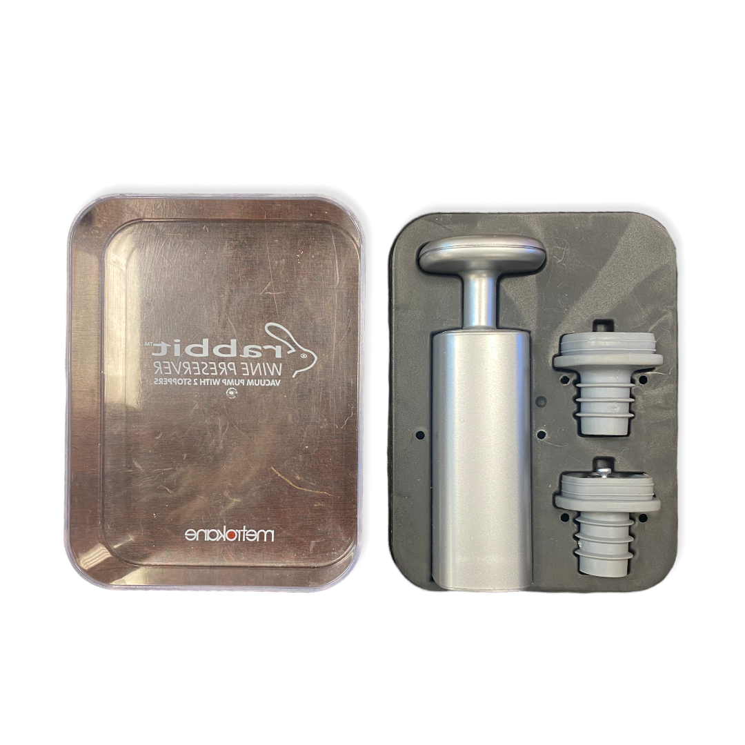 Rabbit Wine Preserver Vacuum Pump w/ 2 Bottle Stoppers