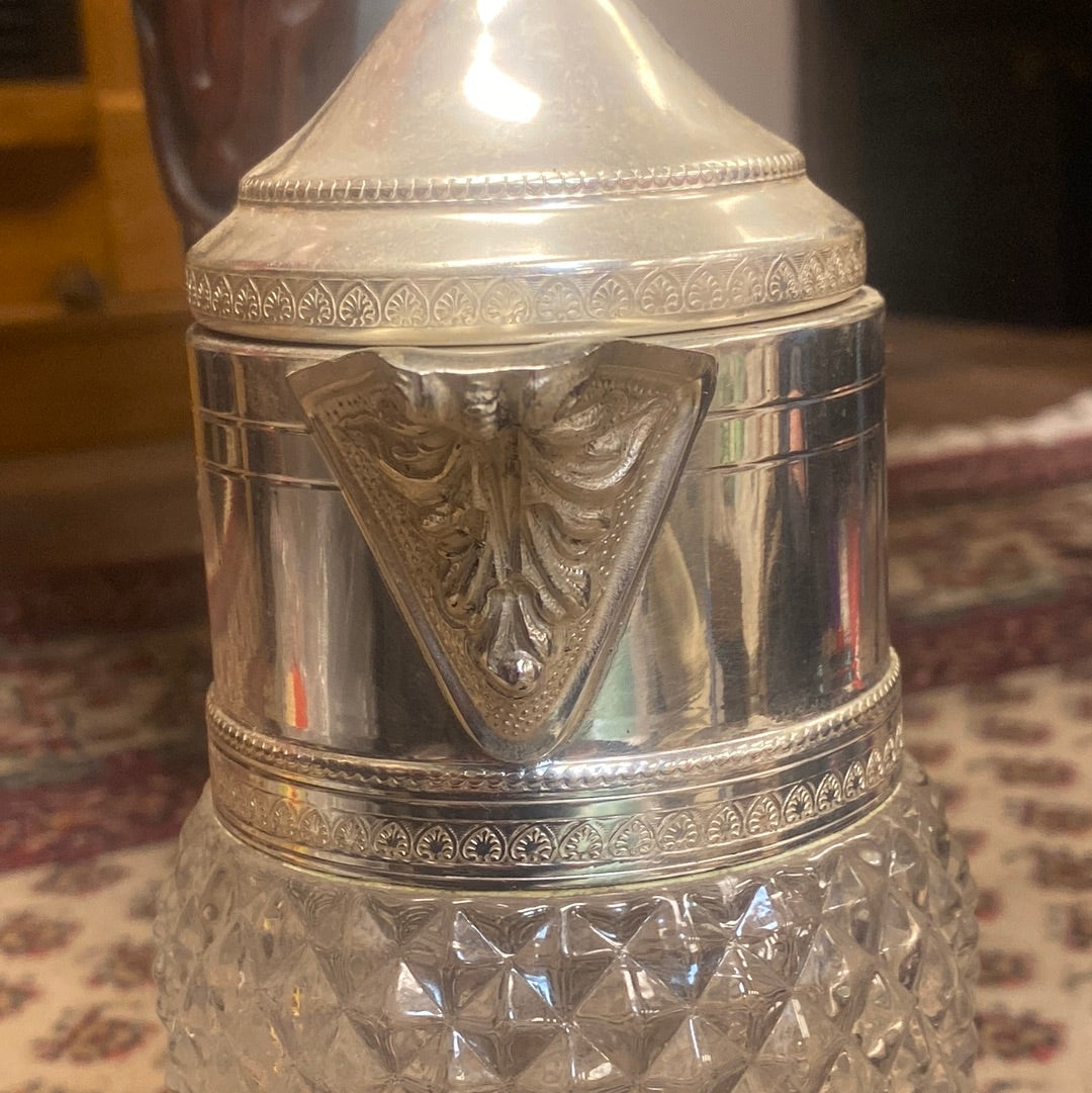 Vintage Crystal And Silver Pitcher