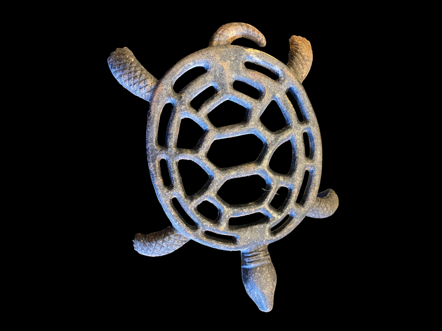 Vintage Heavy Black Cast Iron Turtle Trivet