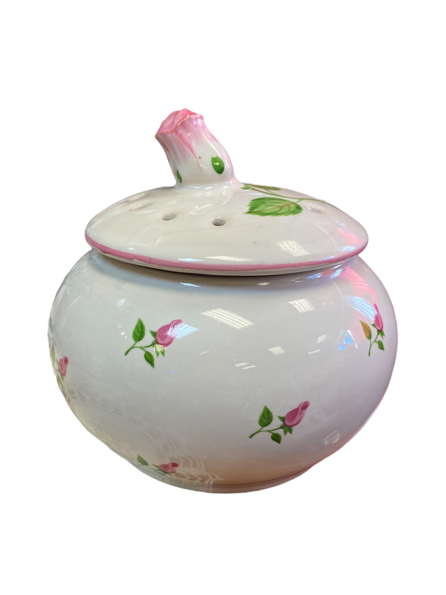 Vintage Teleflora Ceramic Rose Potpourri Pot Trinket Dish