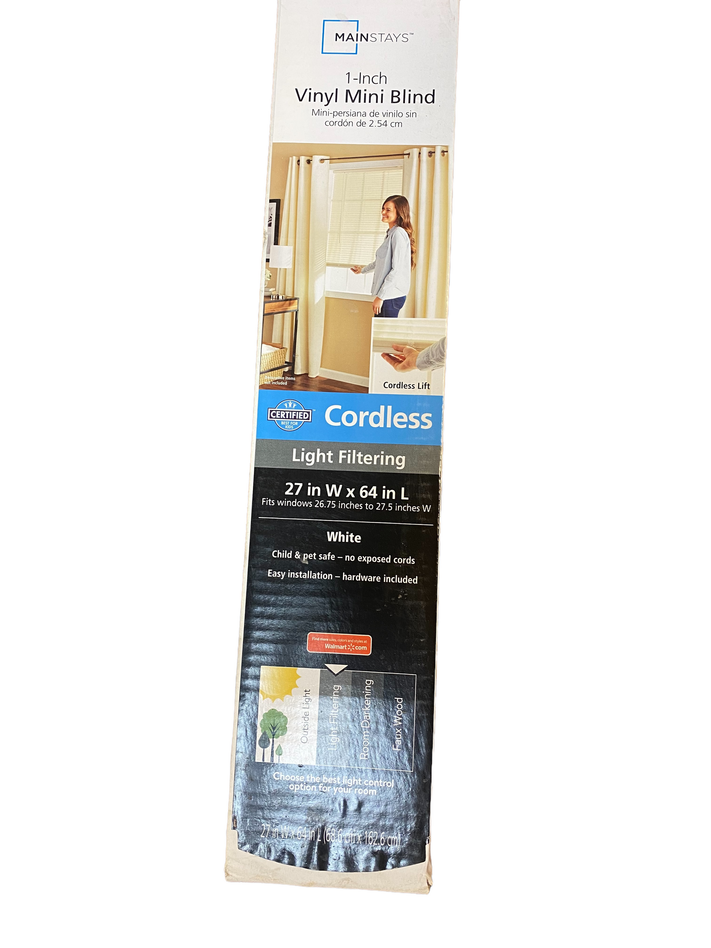 Mainstays Cordless Vinyl Mini Blind