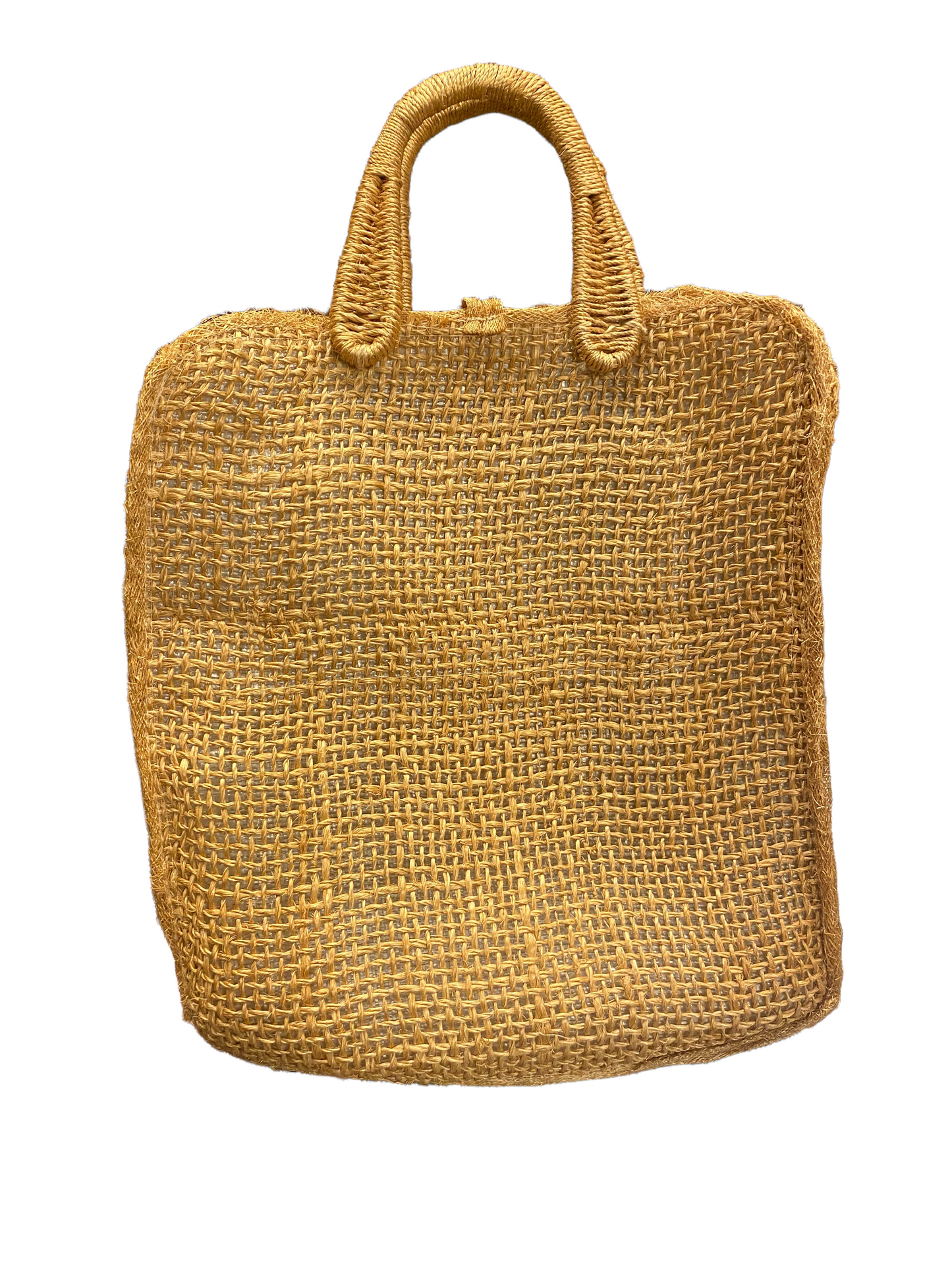 Vintage 1960s Rattan Floral Handbag Tote with Raffia Embroidery and Pockets Philippines