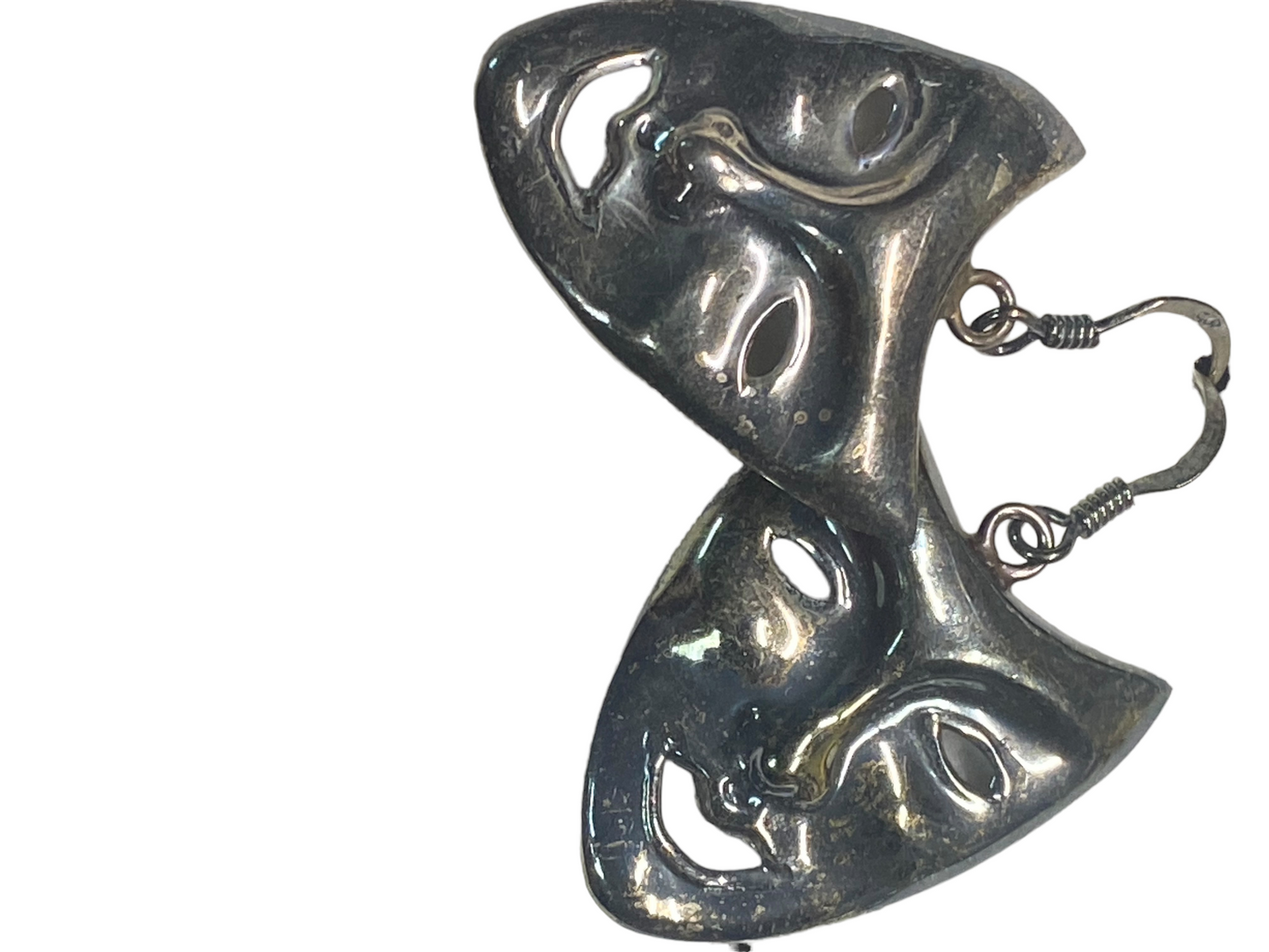 Vintage Sterling Silver (.925) Drama Theater Mask Drop Earrings