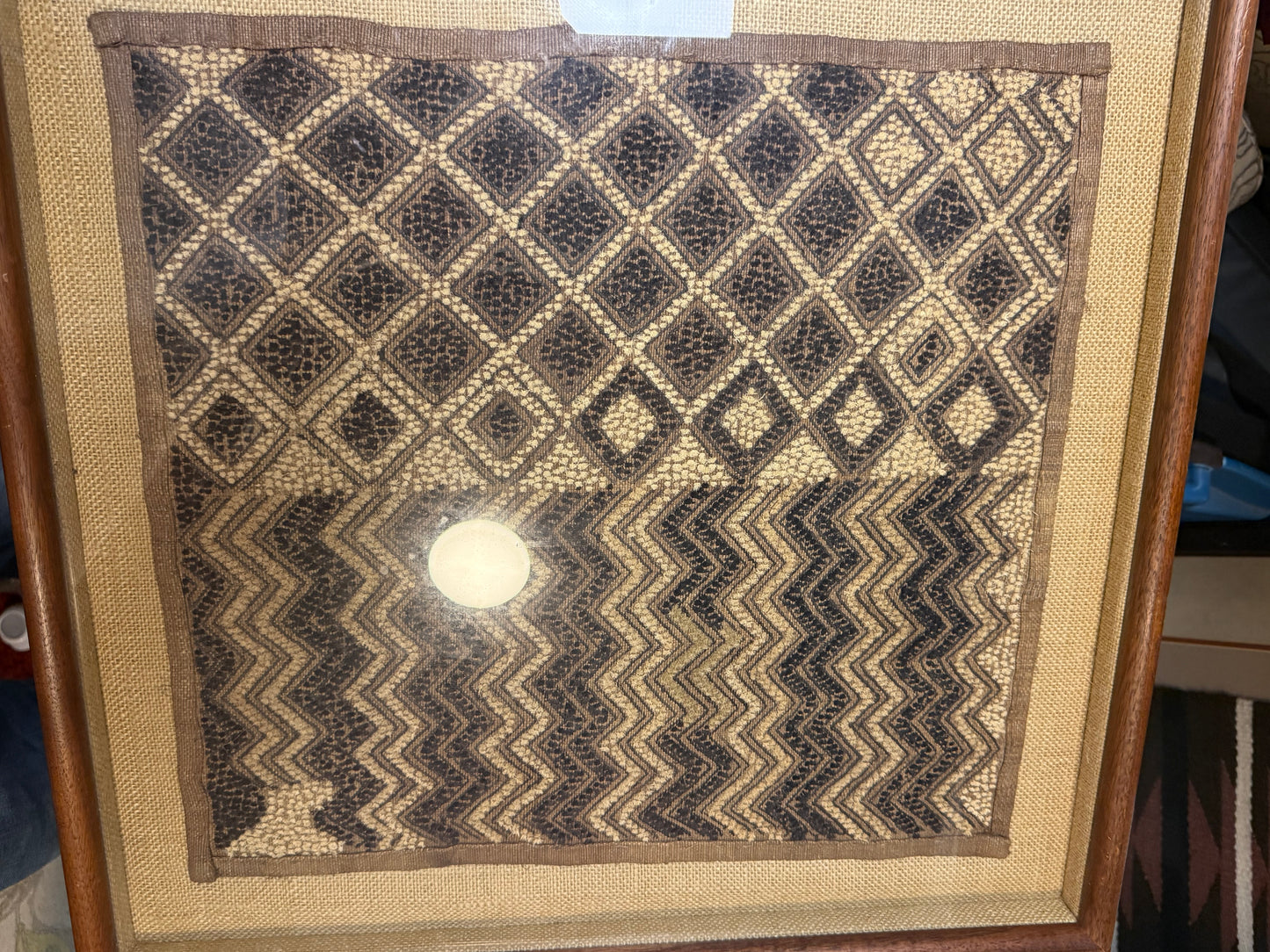 Vintage Framed Kuba Shoowa Woven Panel