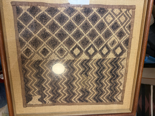 Vintage Framed Kuba Shoowa Woven Panel