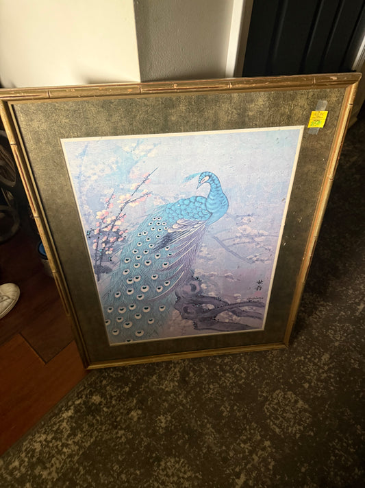 Vintage Chiu Weng - Signed and Dated '78 Wood Block - Peacock (25”x32”)