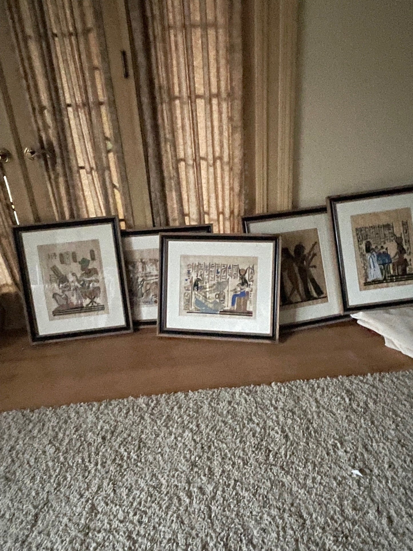 Vintage Egyptian Paintings/Drawings on Delta Papyrus - Egypt Cleopatra
