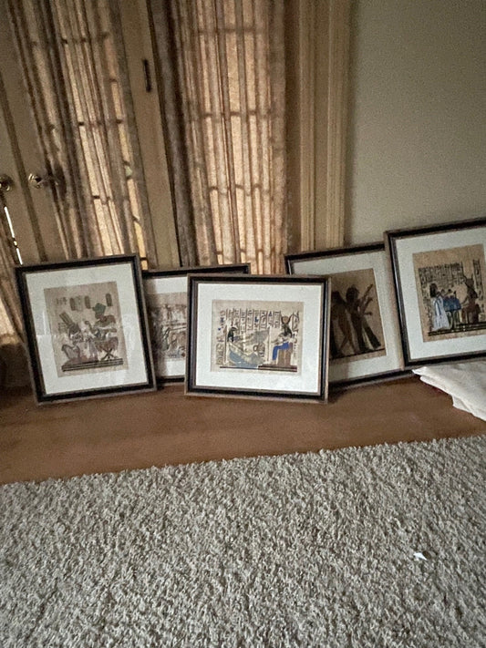 Vintage Egyptian Paintings/Drawings on Delta Papyrus - Egypt Cleopatra