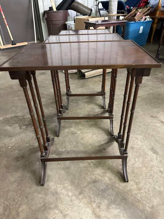 Antique Edwardian Mahogany Quartetto Nesting Tables, Set of 3