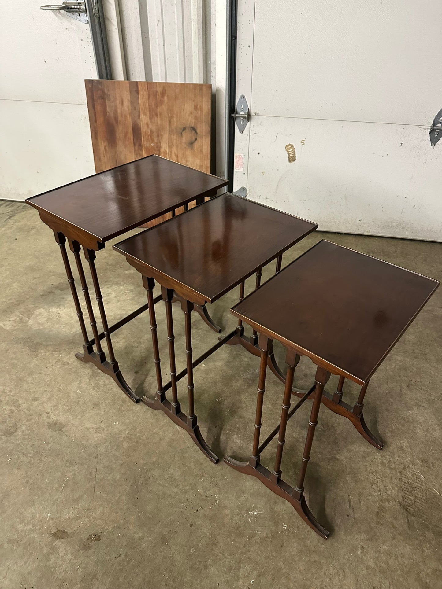 Antique Edwardian Mahogany Quartetto Nesting Tables, Set of 3