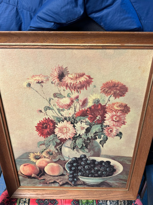 Framed Lithograph Print Fruits Still Life