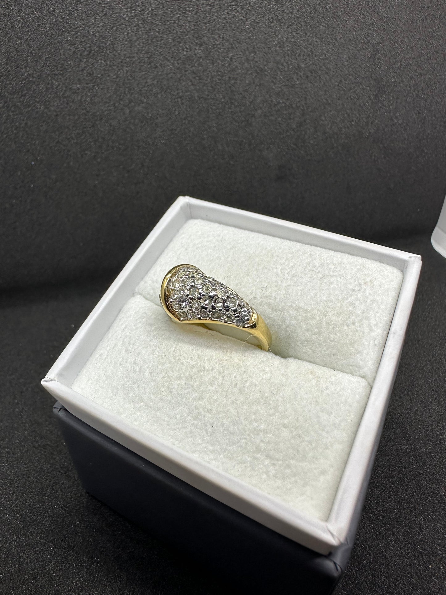 Vintage 18K GE A Yellow Gold Electroplate Ana Bekoach Pave Ring Size 6
