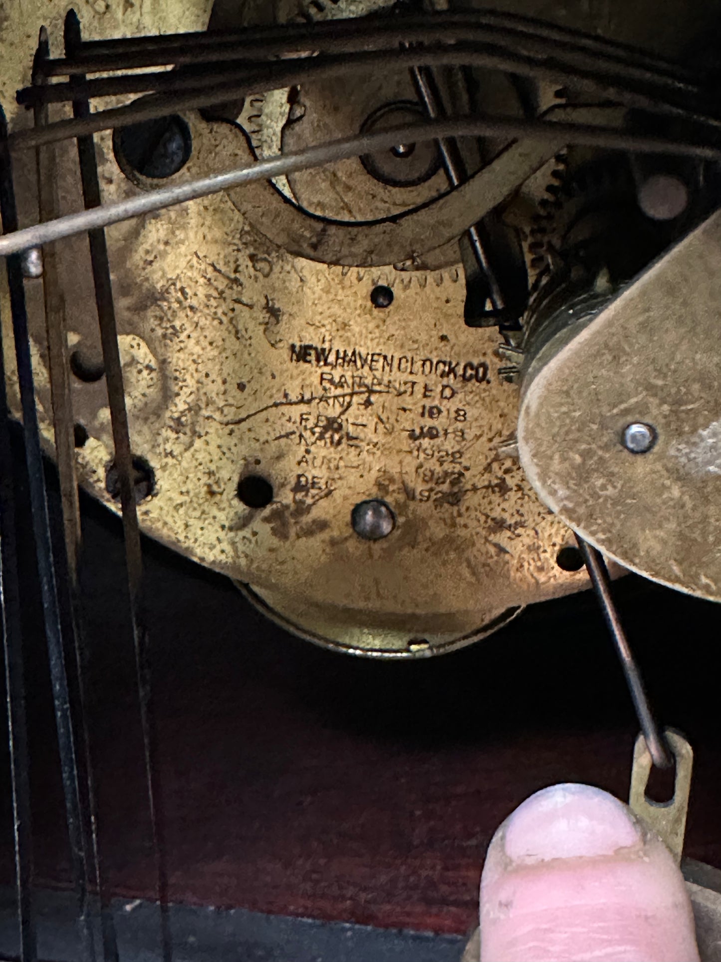 Antique, New Haven, Black, Mantel Clock, Mechanical, Key Wound, Tambor Model, 20 Inch, 1920's, WORKS