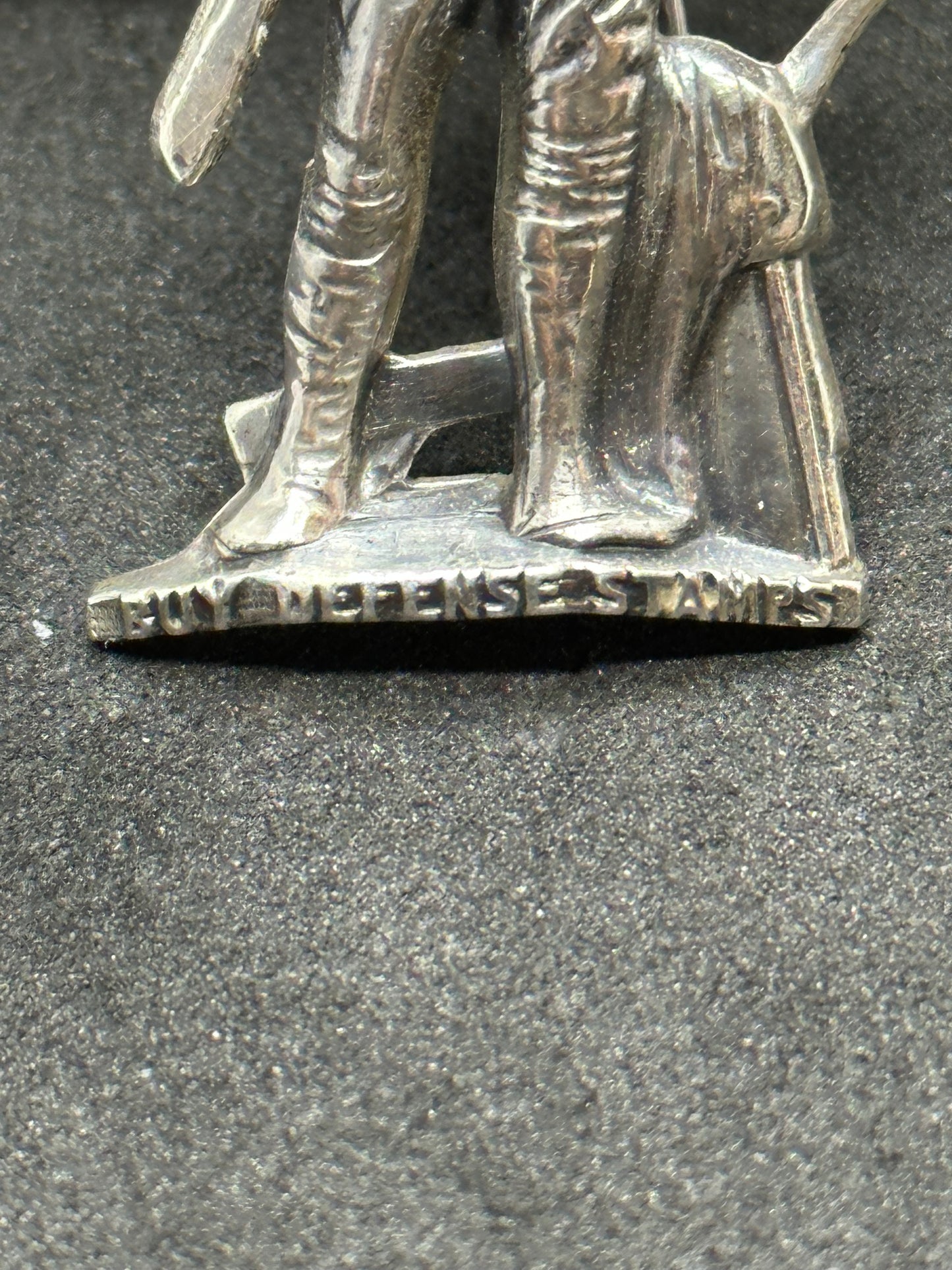 Vintage Coro Sterling Silver Minute Man "Buy Defense Stamps" Brooch Pin Signed
