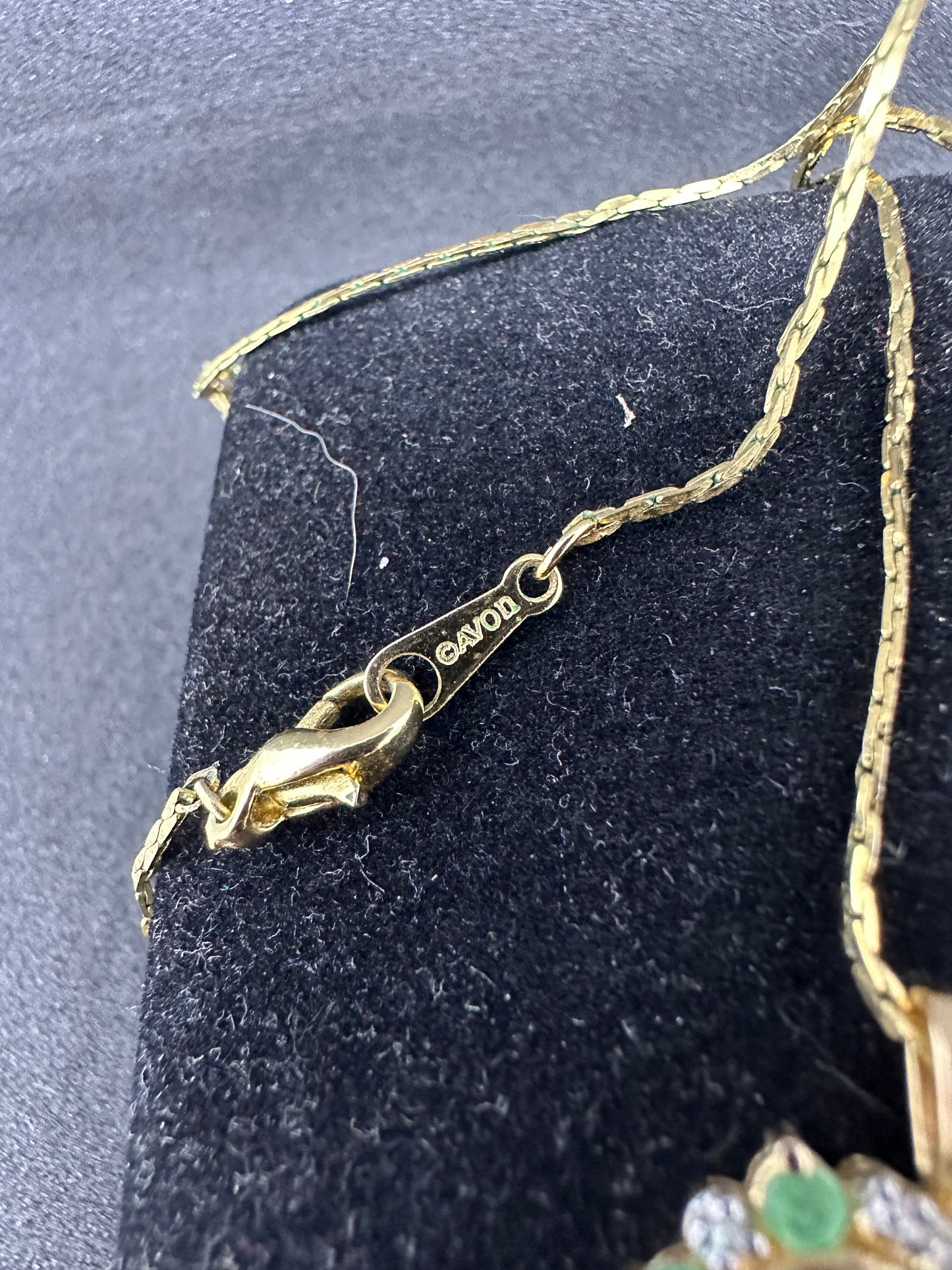 Vintage Sterling Silver .925 Gold Plated Emerald and Diamond Heart Pendant