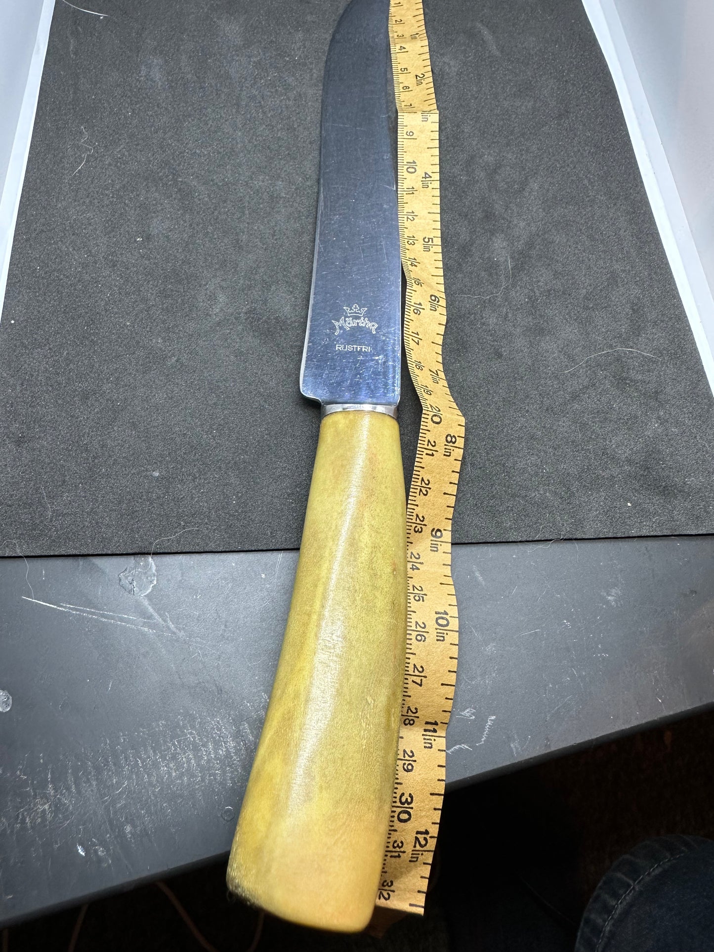 Vintage Märtha Rustfri Stainless Steel & Bone Handle 2 Piece Carving Set Signed