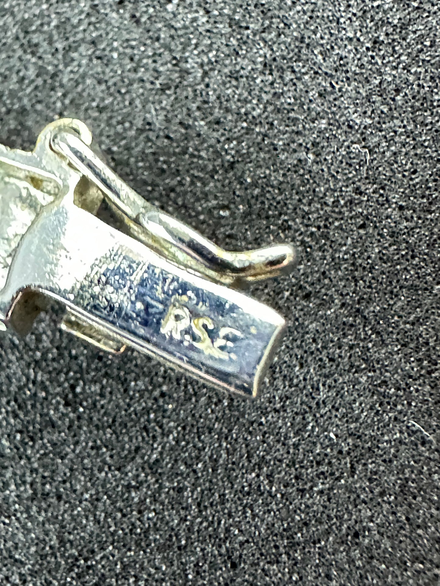 Vintage Sterling Silver Square Cubic Zirconia Single Links Tennis Bracelet Marked RSE 925 w/ Open Box Clasp