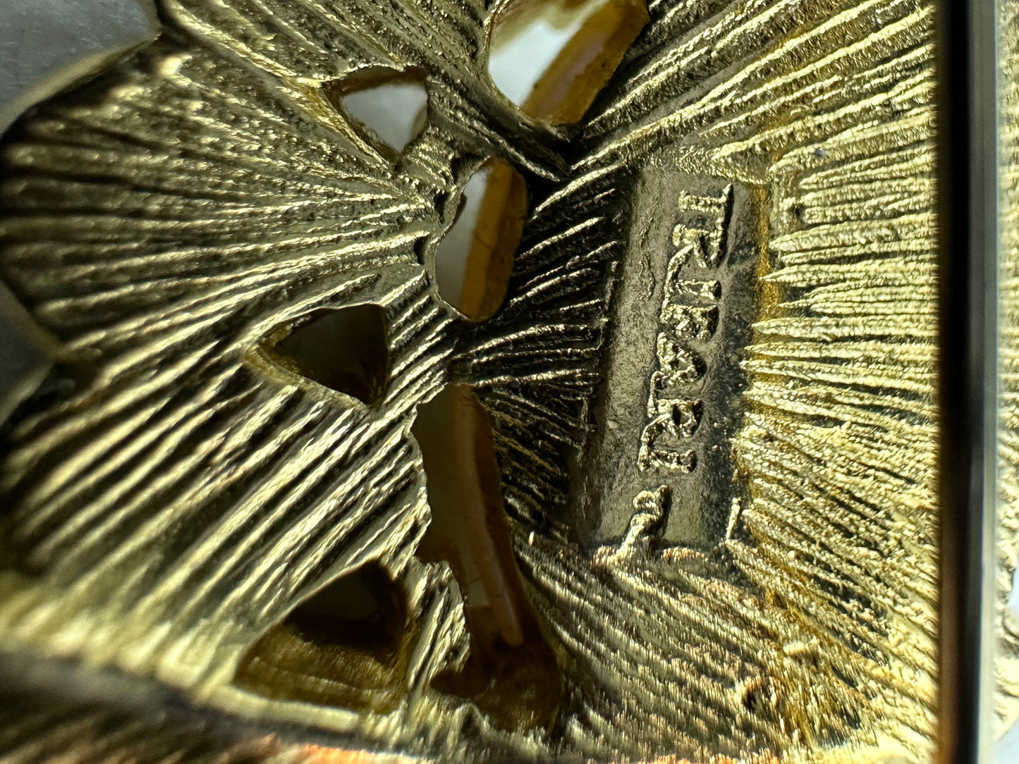 Vintage TRIFARI Gold Colored Moghul Elephant Brooch Pin Signed