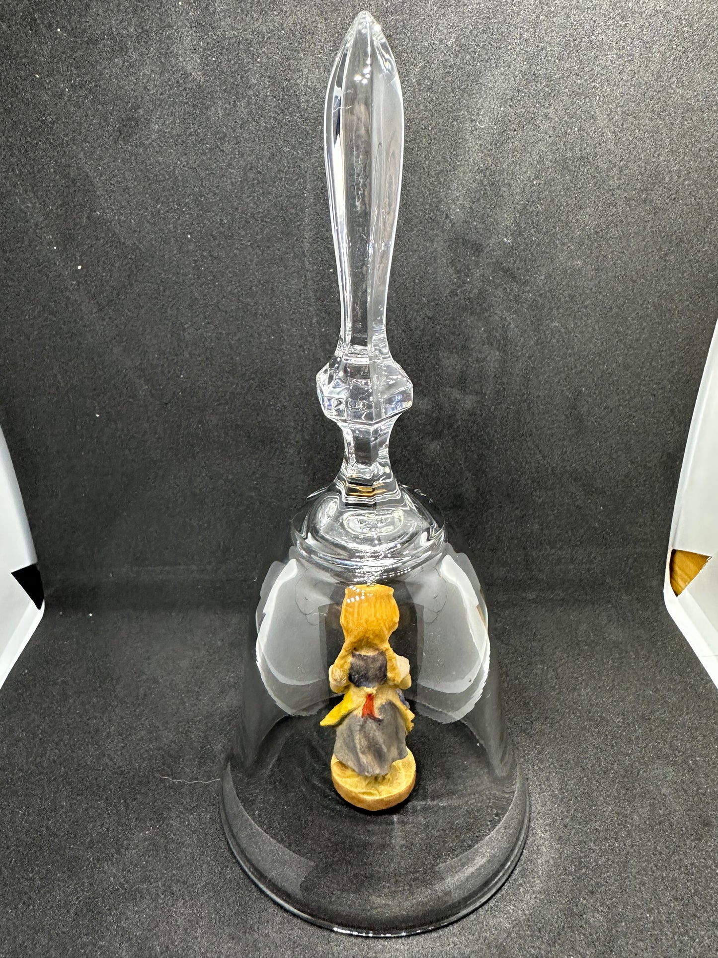 Vintage DOLFI Genuine Lead Crystal Bell w/ Hand Painted & Carved Christmas Girl Item 10082
