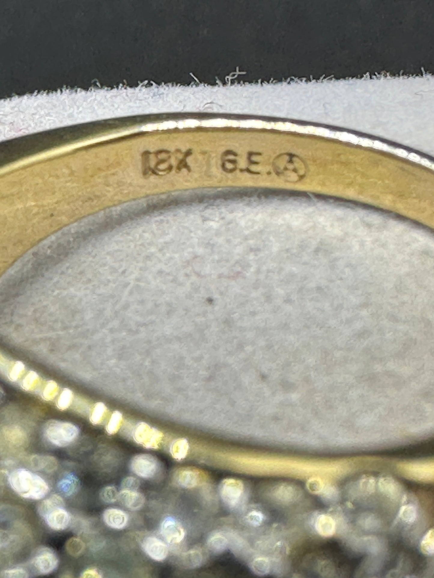 Vintage 18K GE A Yellow Gold Electroplate Ana Bekoach Pave Ring Size 6