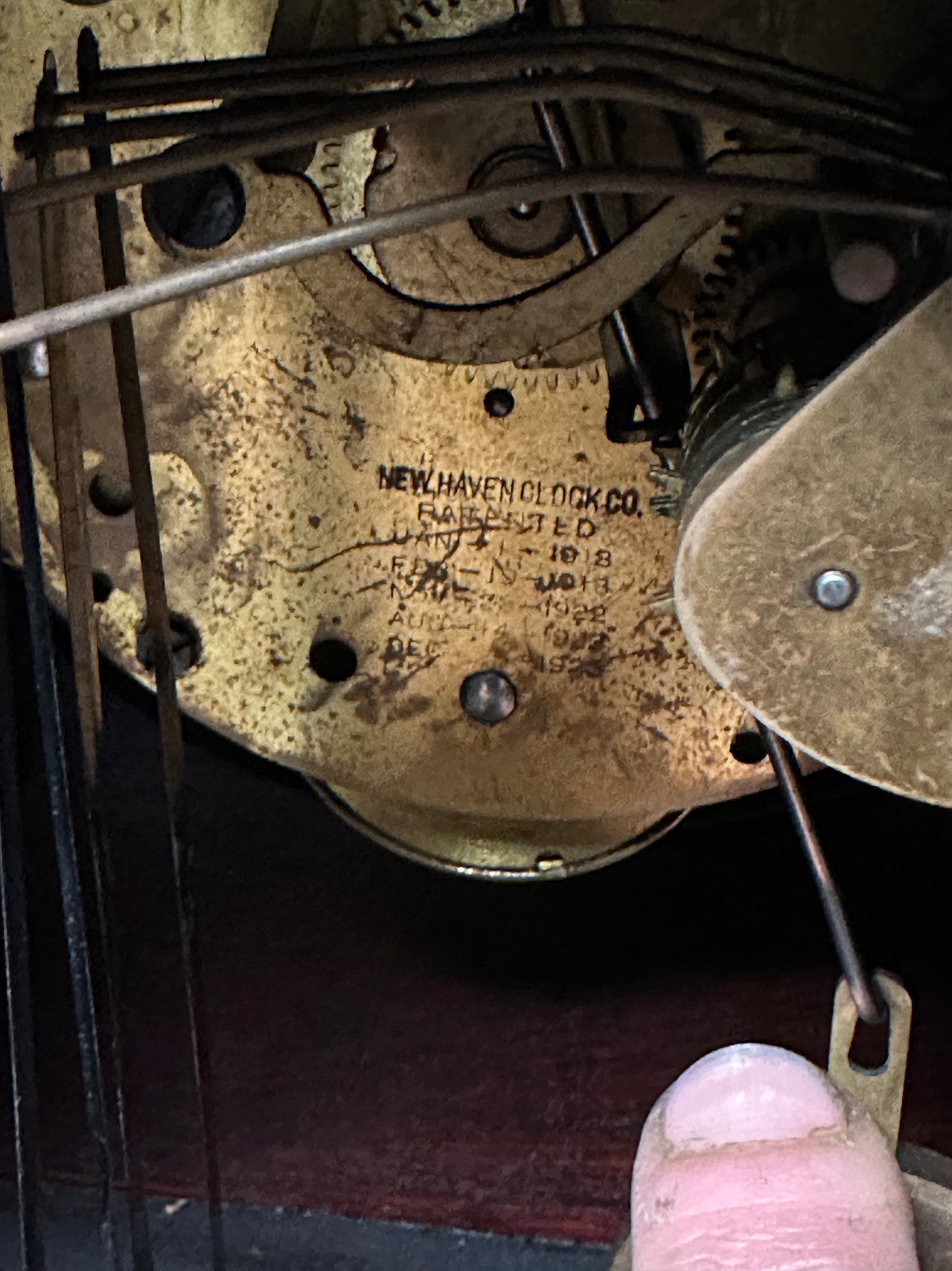 Antique, New Haven, Black, Mantel Clock, Mechanical, Key Wound, Tambor Model, 20 Inch, 1920's, WORKS