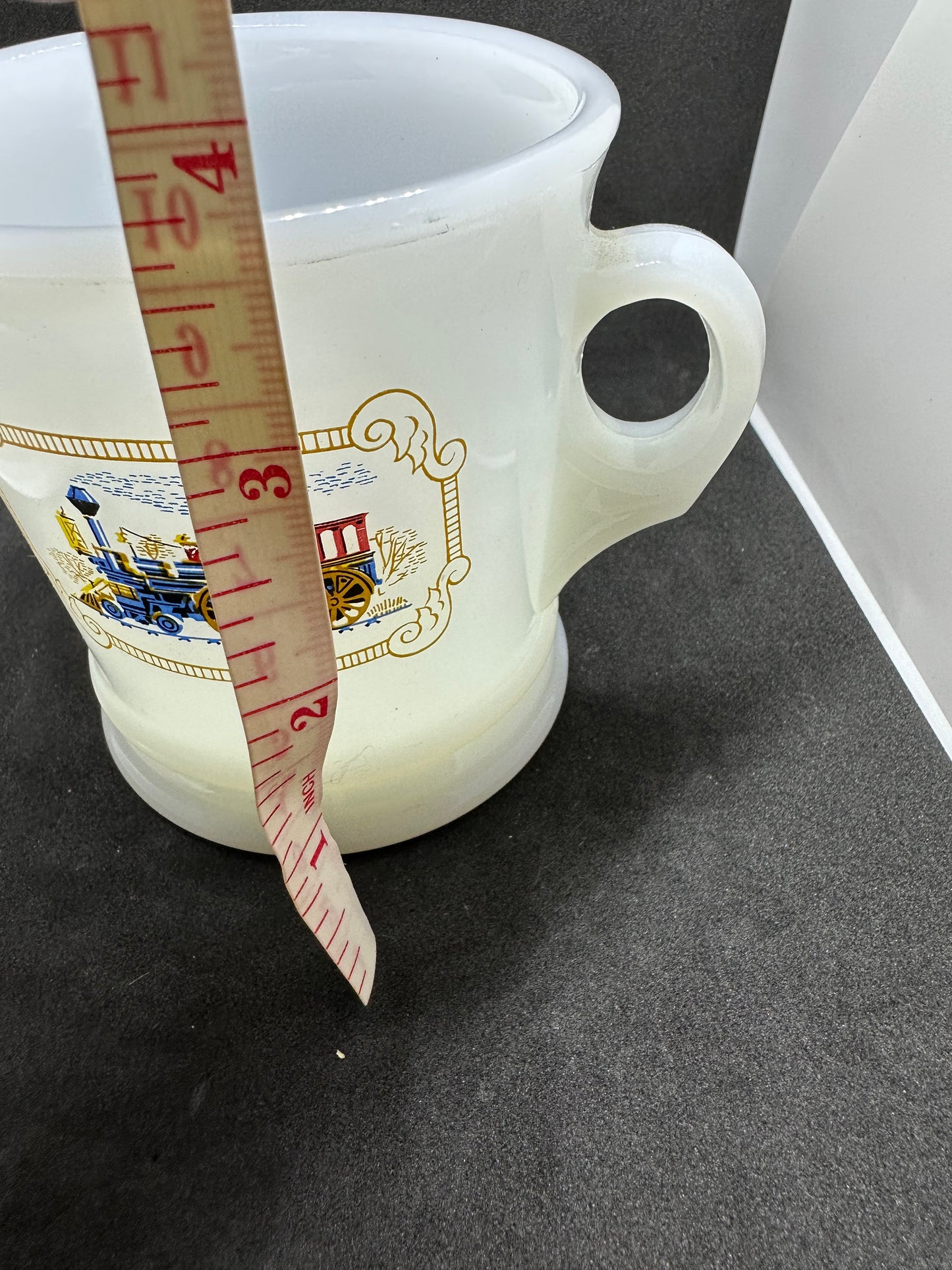 Vintage AVON Iron Horse Locomotive Train Milk Glass Shaving Mug