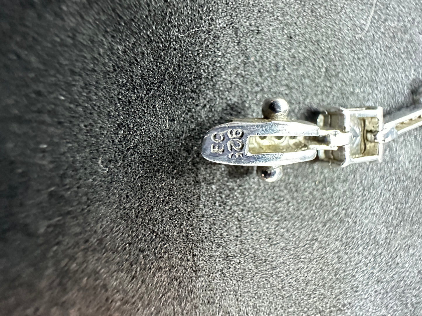 Vintage Sterling Silver Square Cubic Zirconia CZ Micro Pavé Station Bracelet Marked EC 925