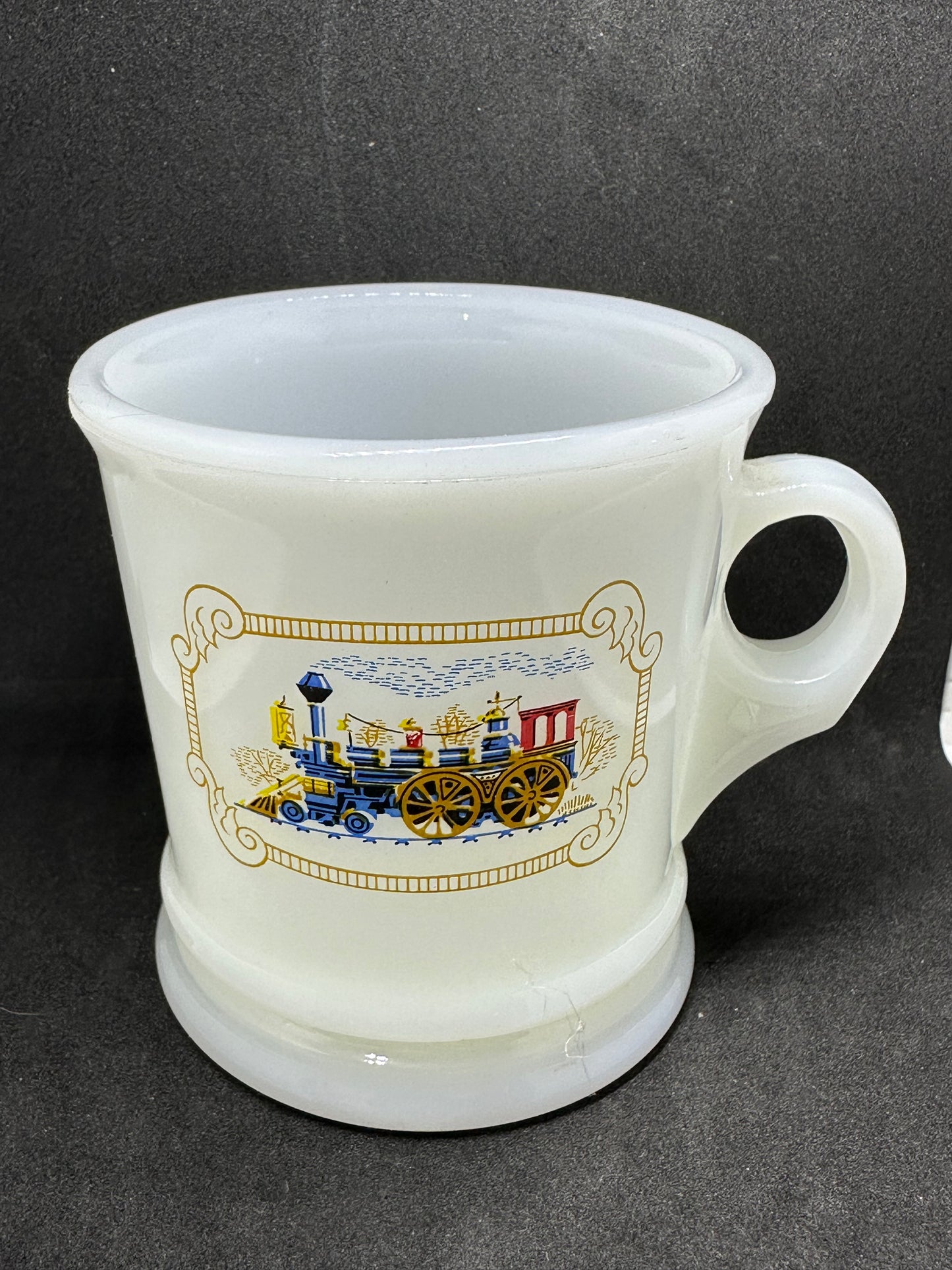 Vintage AVON Iron Horse Locomotive Train Milk Glass Shaving Mug