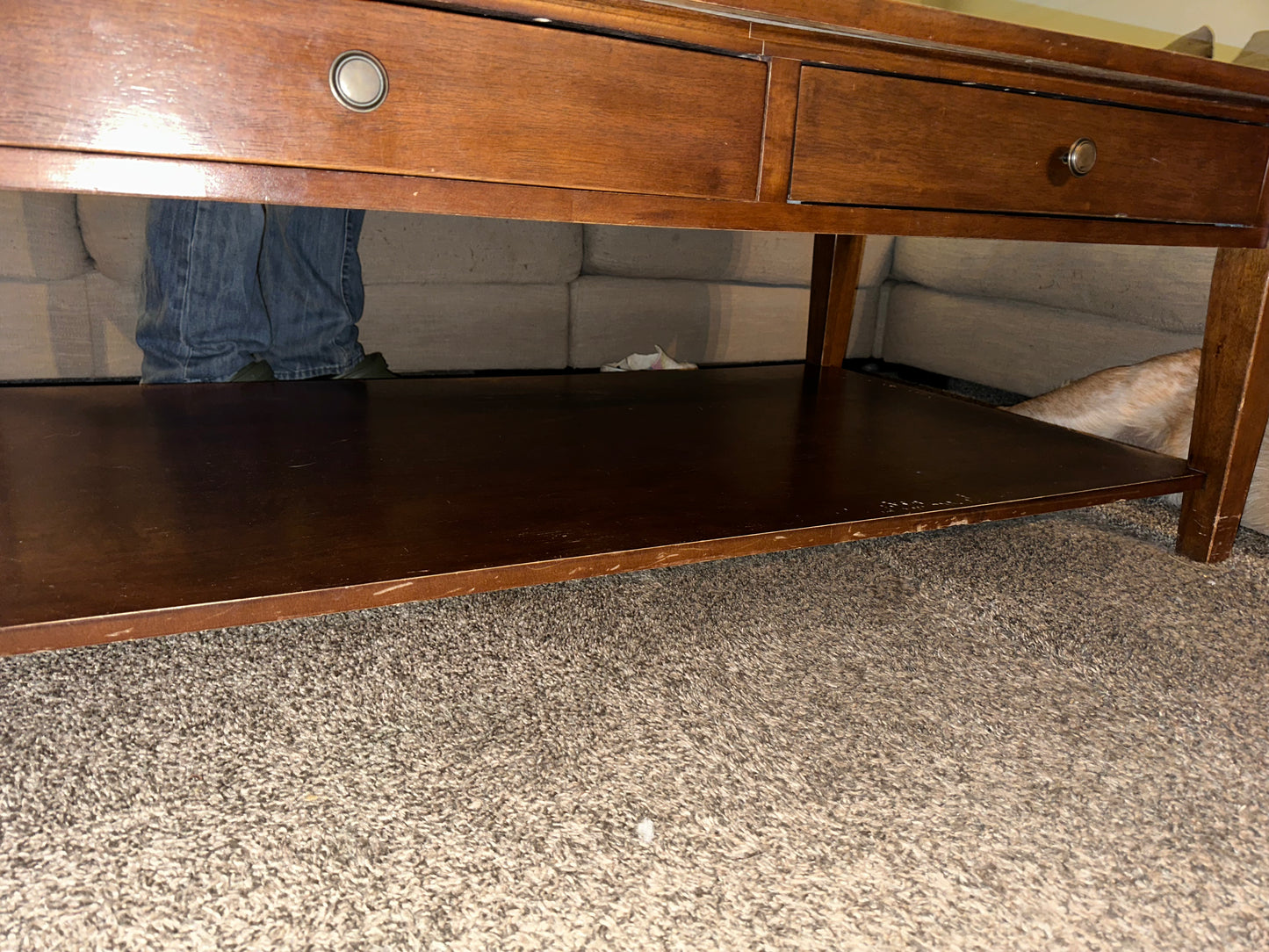 Wooden 4-Drawer Coffee Table w/ Tile Inset