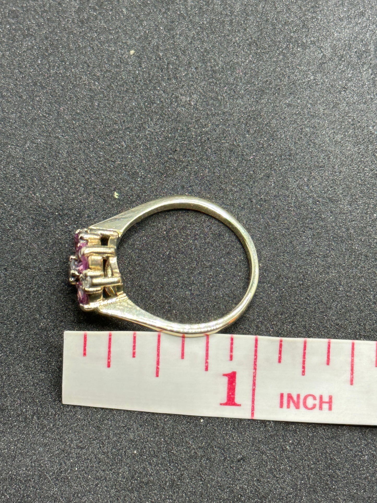 Antique 14K Yellow Gold Pink and White Sapphire Floral Cluster Ring