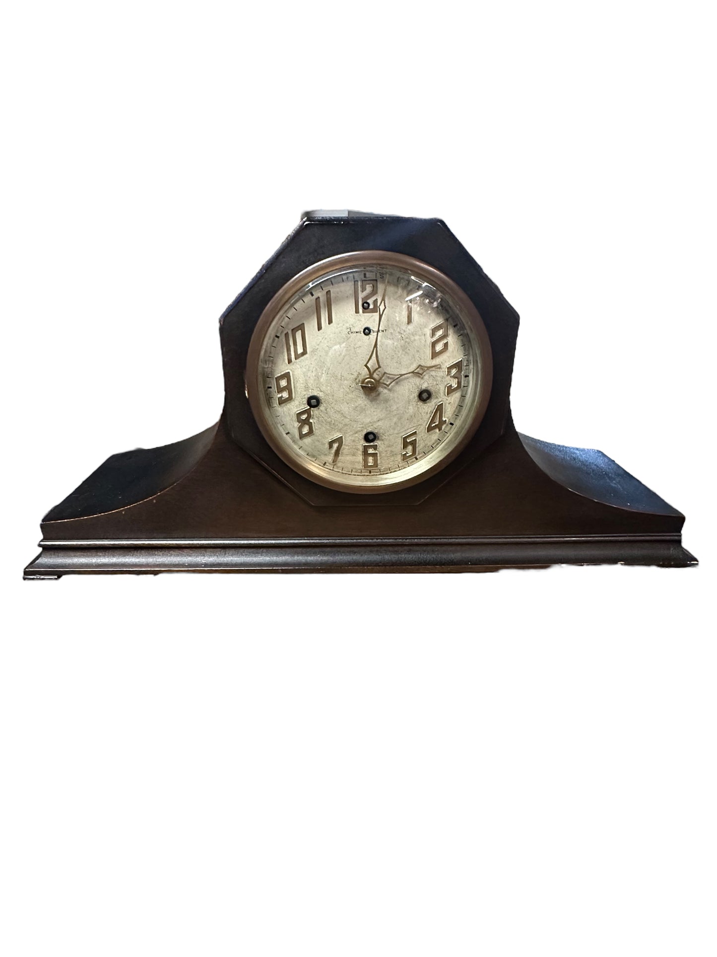 Antique, New Haven, Black, Mantel Clock, Mechanical, Key Wound, Tambor Model, 20 Inch, 1920's, WORKS