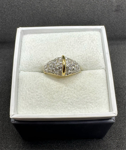 Vintage 18K GE A Yellow Gold Electroplate Ana Bekoach Pave Ring Size 6