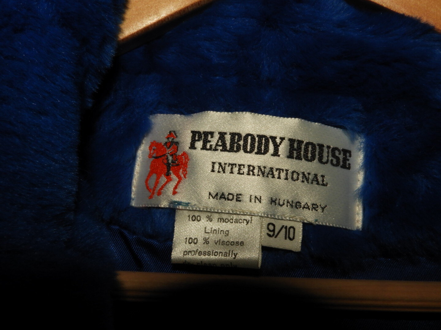 Vintage 80's Electric Blue Peabody House Faux Fur Coat
