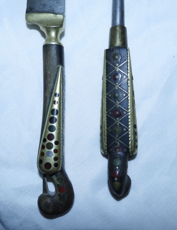 Vintage 1950's Alfred Haddad Jezzine Knife & Roasting Fork Set w/ Phoenix Motifs