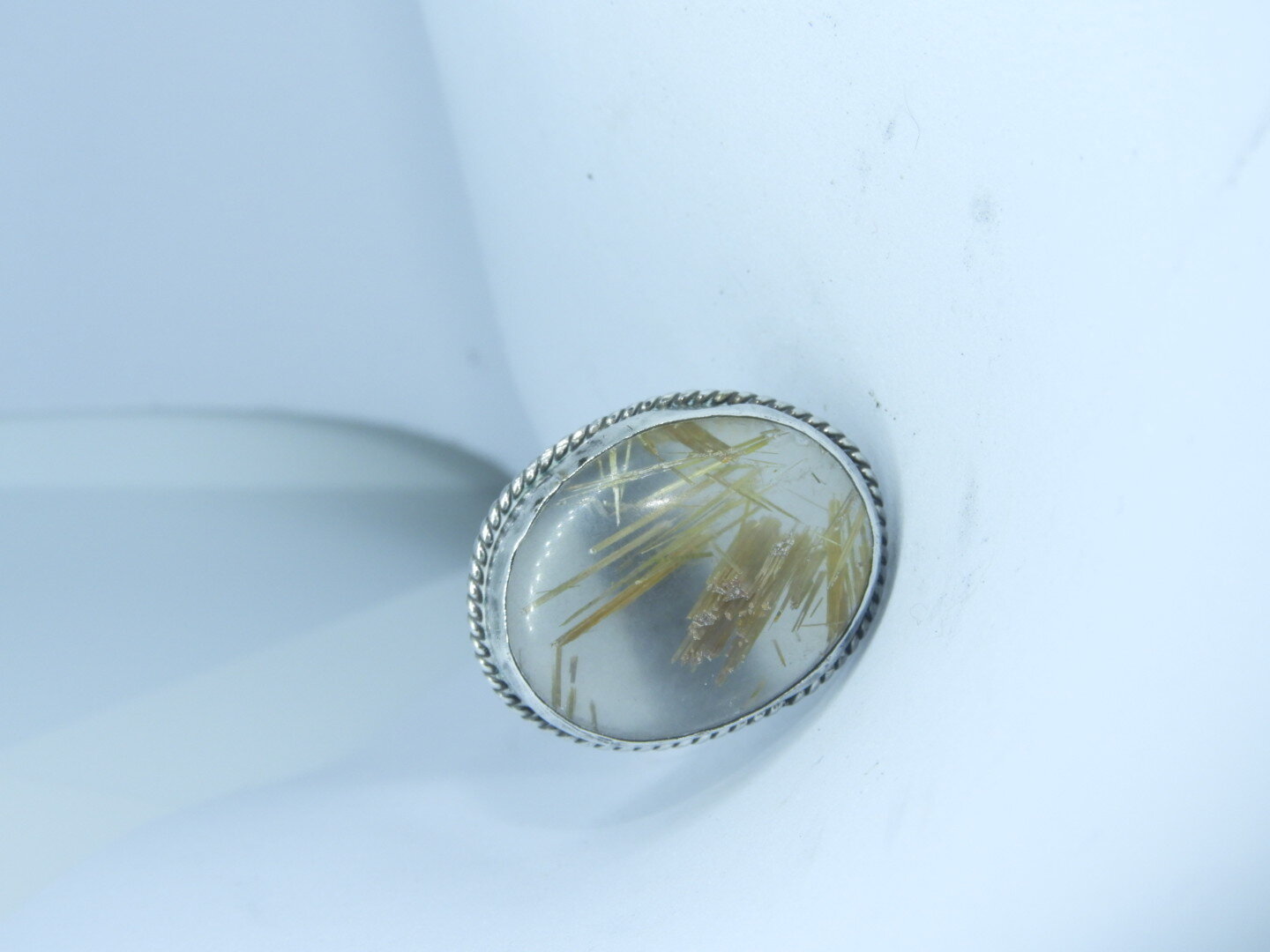Antique Sterling Silver Rutilitated Quartz Hat Pin