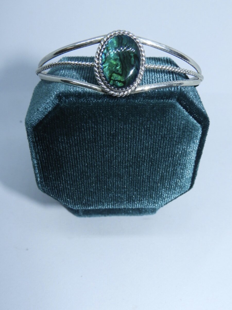 Vintage Native American NAKAI Navajo Abalone Sterling Silver .925 Bracelet