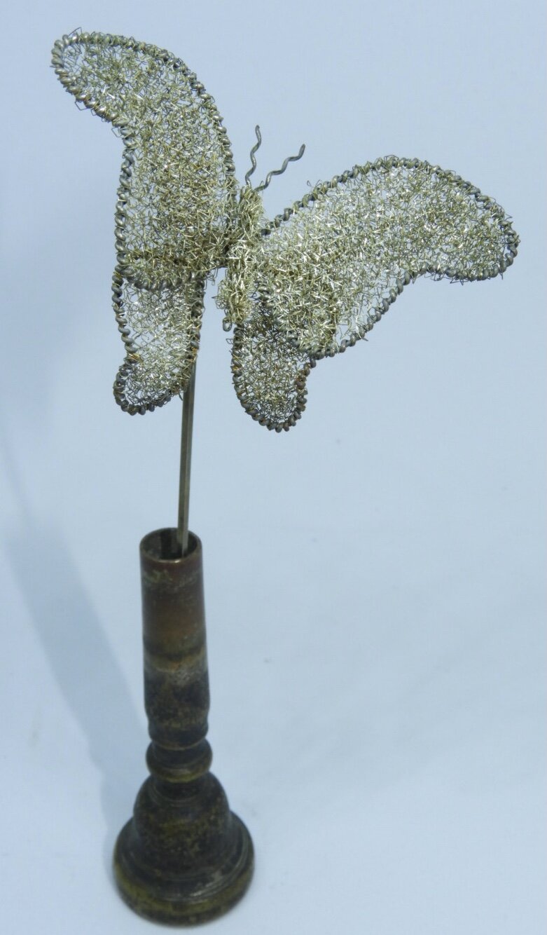 Antique Victorian Hat Pin w/ Butterfly on Spring