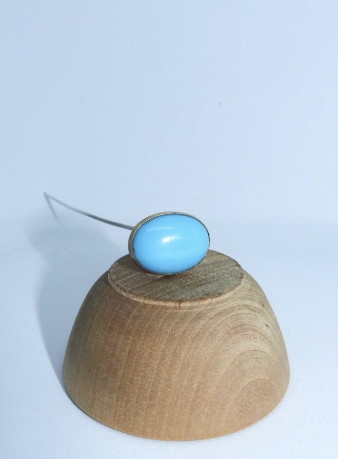 Antique Victorian Sterling Silver Turquoise Hat Pin