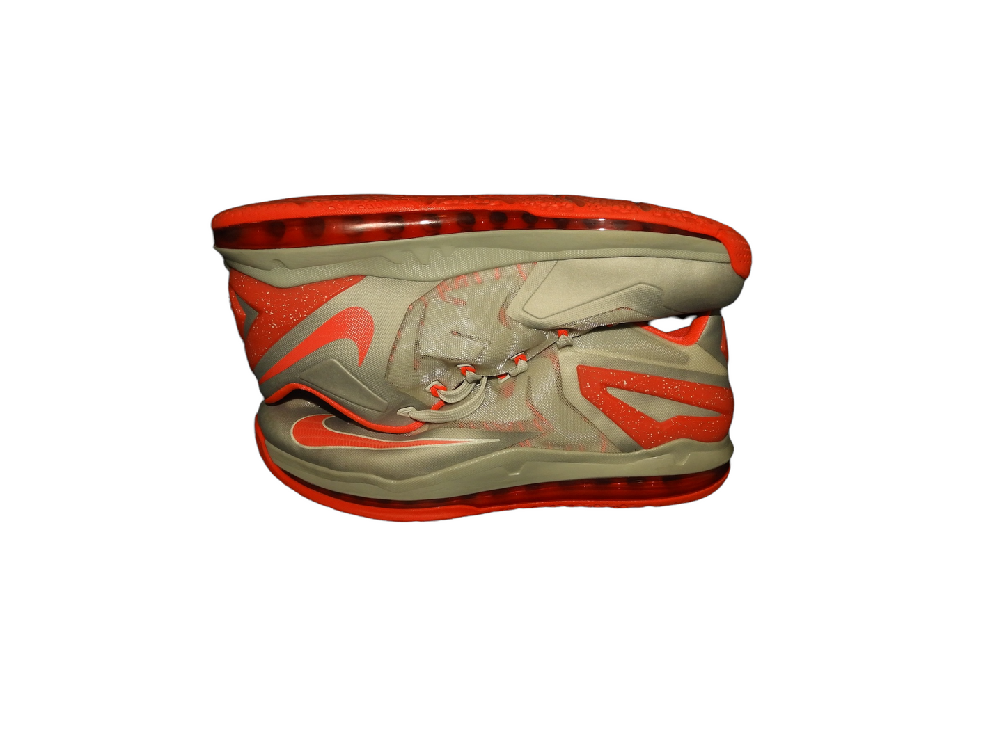 Nike LeBron 11 Low Laser Crimson 642849 001 Gray-Red Size-10.5