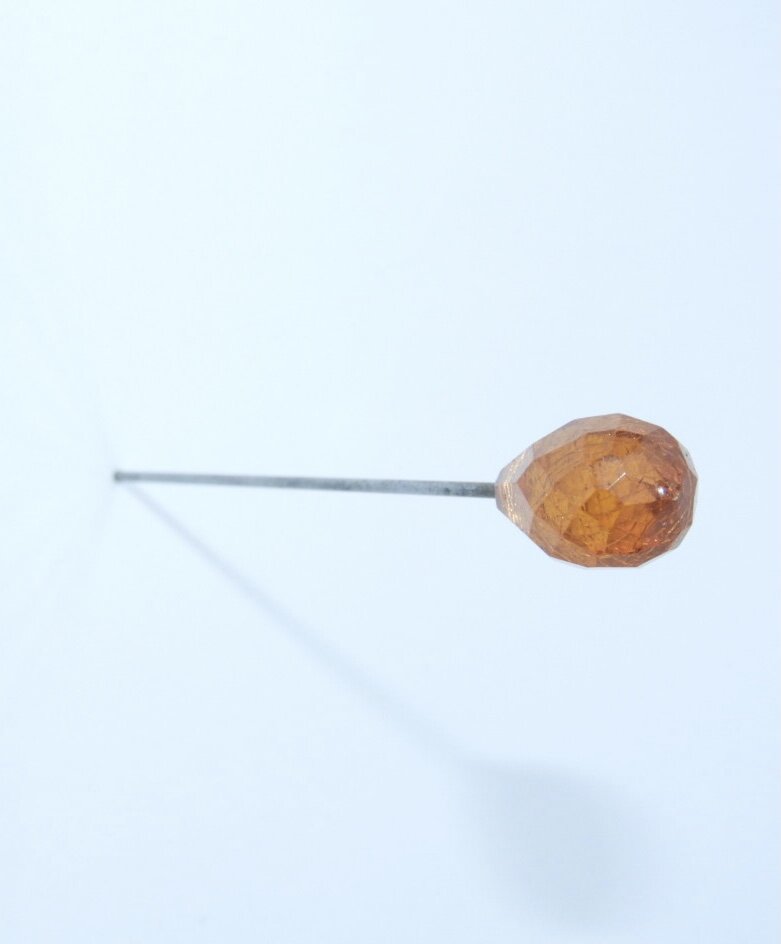 Vintage Cut Amber Glass Hat Pin- Broken