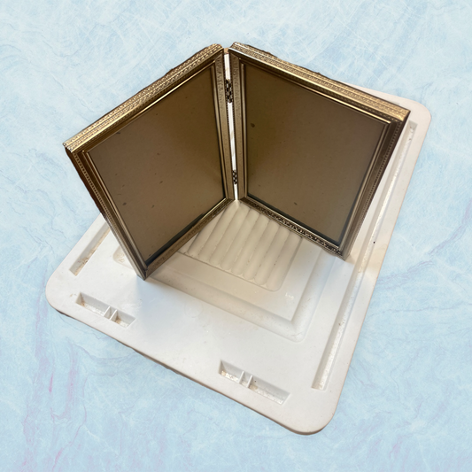 Vintage Gold Metal Bi Fold Frame for 2 - 5 x 7" Photos