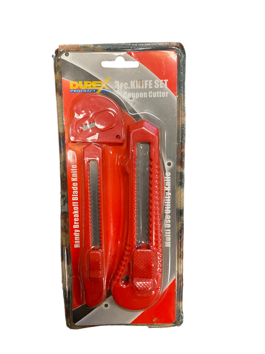 Durex Procraft 3pc Knife Set. Coupon Cutter.