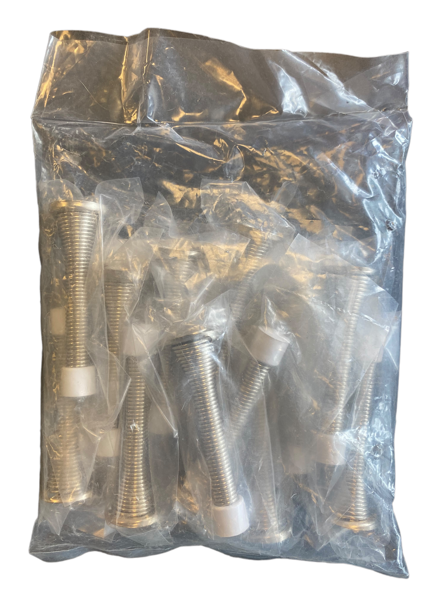3 1/3" Flexible Spring Door Stopper with White Rubber Tips