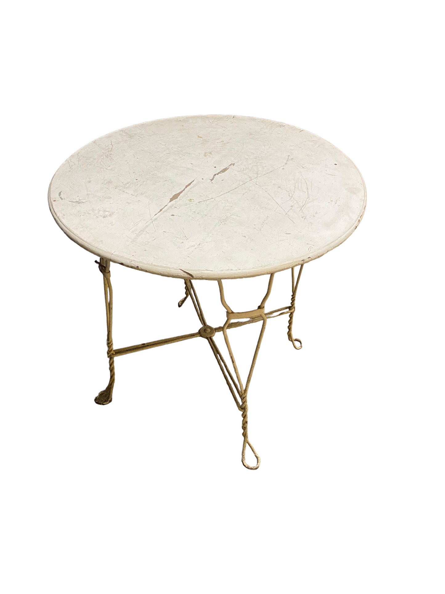 30” Round Vintage Table With Rod-iron Legs.