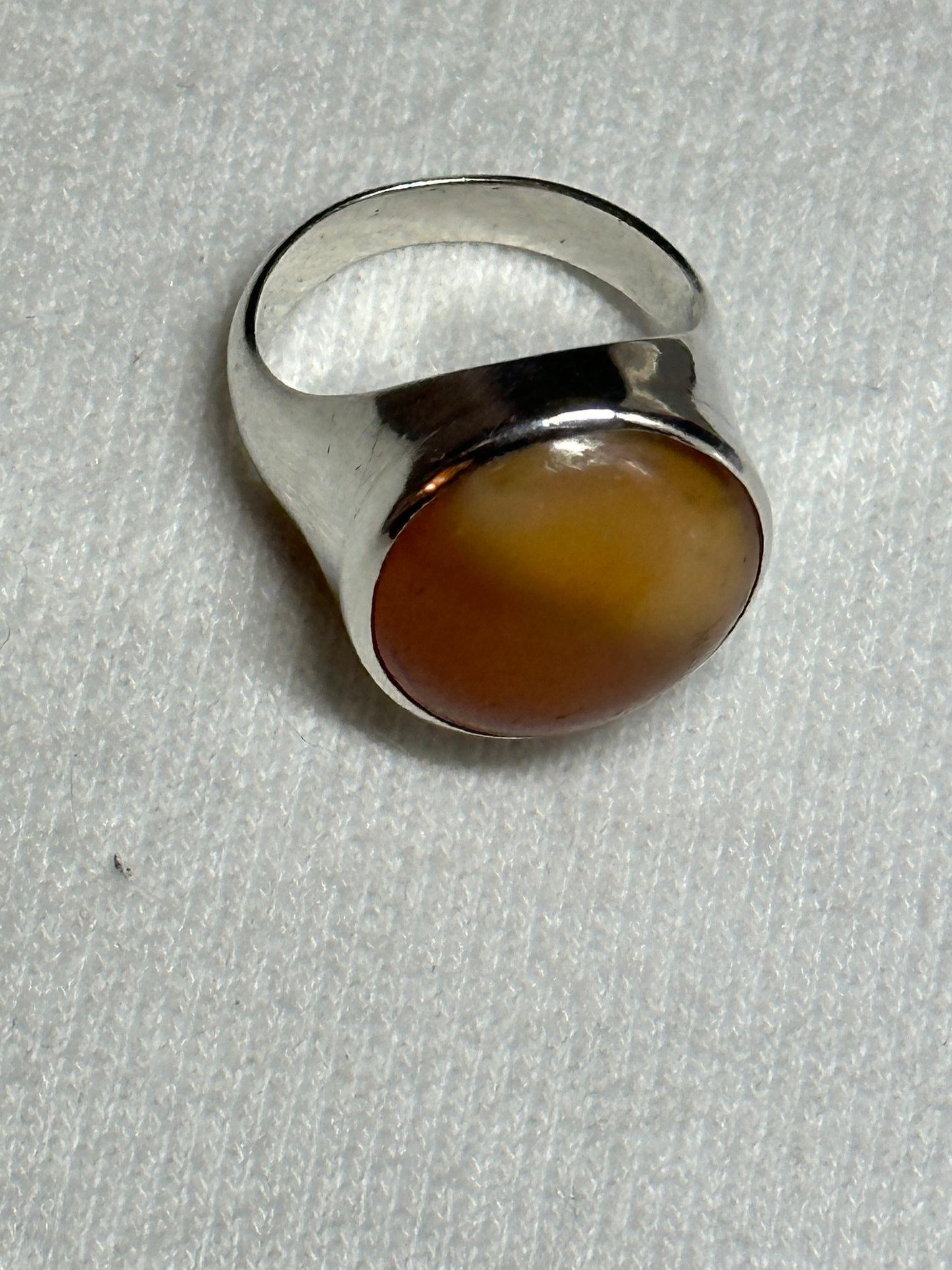 Vintage Orange Yemeni Aqeeq Sterling Silver .925 Ring