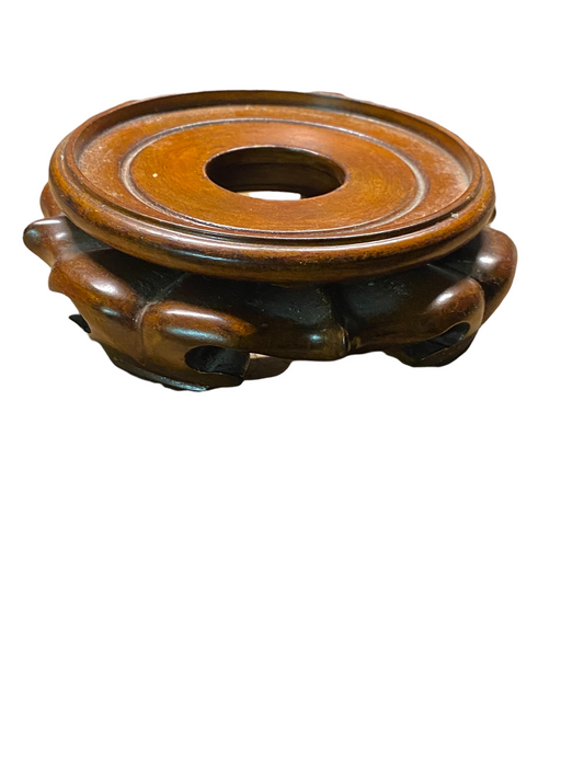 Vintage Chinese hand carved wood stand for pot round display fine antique