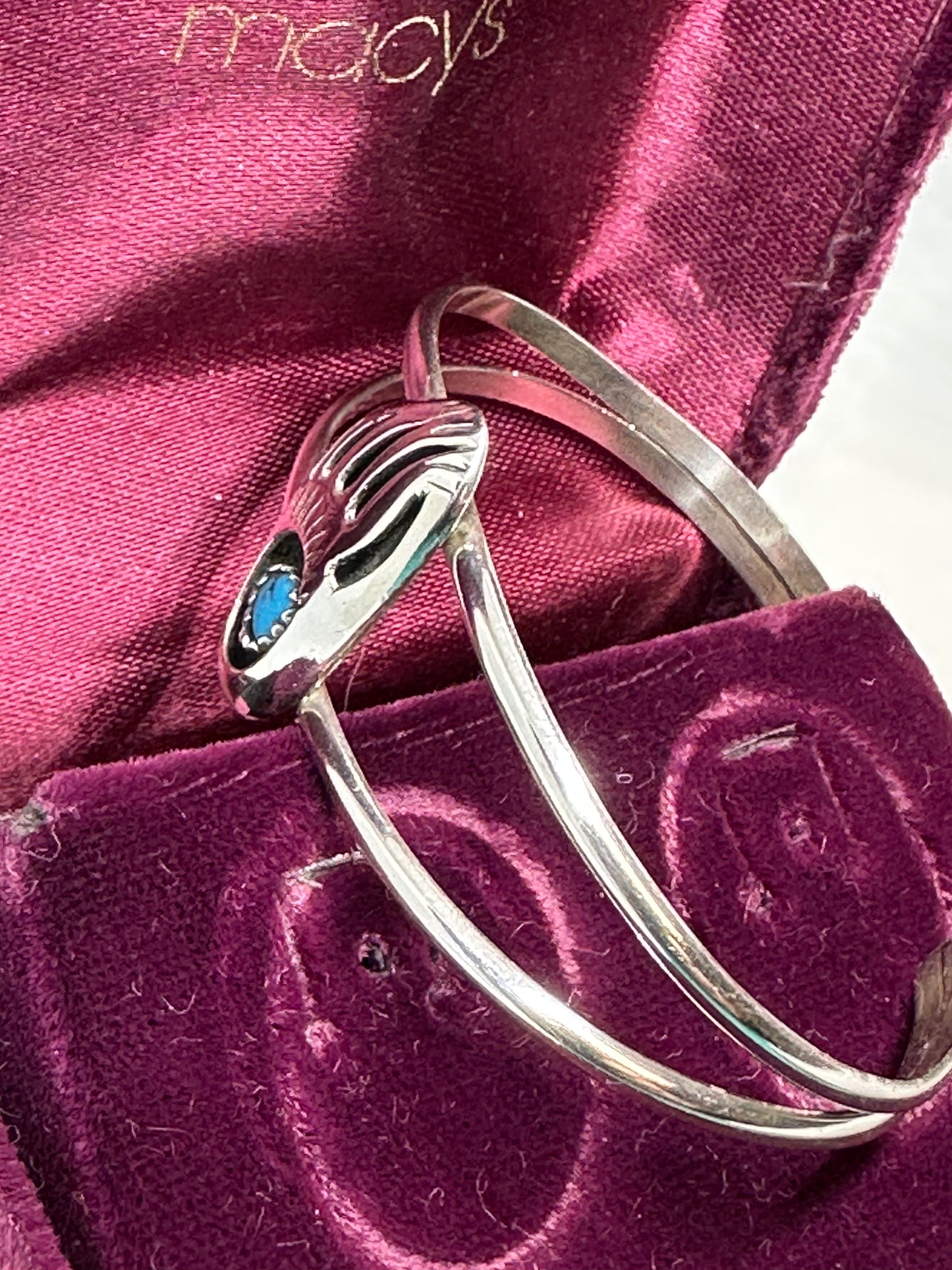 Vintage Native American Sterling Silver .925 Turquoise Bear Claw Cuff Bracelet